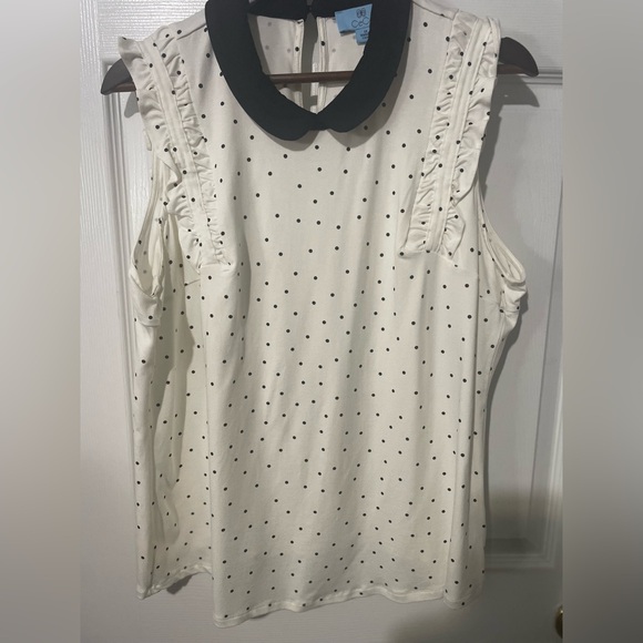 CeCe (polka Dot) collared Tank Blouse size 1x - Picture 3 of 8